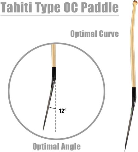Z&J SPORT Outrigger Canoe Paddle Wooden Shaft, Tahiti Style Hybrid OC Paddle with T-Handle, Durable OC Paddle for Waka AMA, va’a, Bent Shaft & 12 Degree Blade in Saudi Arabia