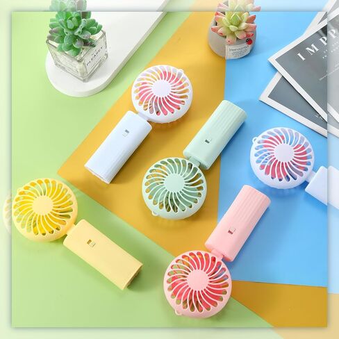 Woanger Mini Handheld Folding Fan Bulk USB Desk Fan Battery Operated Fans with Data Cable Hanging Foldable Desk Fan Small Rechargeable Pocket Fan Portable USB Electric Fan (20 Pcs) in Saudi Arabia