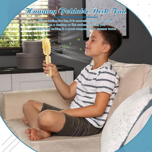 Woanger Mini Handheld Folding Fan Bulk USB Desk Fan Battery Operated Fans with Data Cable Hanging Foldable Desk Fan Small Rechargeable Pocket Fan Portable USB Electric Fan (20 Pcs) in Saudi Arabia