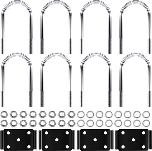 Ferraycle 4 Sets Trailer U Bolt Kit 3 Inch Axle U Bolt Trailer Axle Kit Automotive Replacement Axle U Bolt Kits with Plates Hex Nuts Screw Washers for 3 Inch Round Trailer in Saudi Arabia