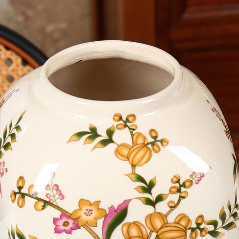 BEGORGEO Floral Pattern Ceramic Ginger Jar with Lid Vintage Flower Design Sophisticated Vessel Canister for Kitchen Counter Countertop Home Dining Living Room Decoration in Saudi Arabia