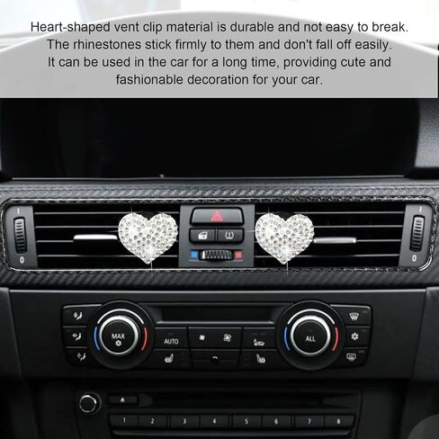 2Pcs Car Air Vent Clip, Bling Crystal Heart Charms Car Air Vent Clips, Car Air Conditioning Outlet Clip Decorative, Car Interior Decoration Accessories Universal for Women and Man (Black) in Saudi Arabia