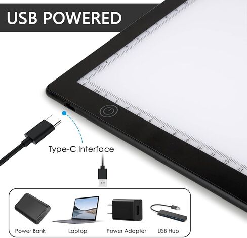 صندوق إضاءة لعرض الشرائح، لعرض الصور السلبية والشرائح، رسم فني، ماسح ضوئي بلوحة ضوئية A4 رفيع للغاية مع 3 سطوع قابل للتعديل ويعمل بمنفذ USB in Kuwait