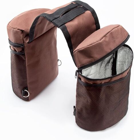 حقائب السرج المعزولة من بلوموك، حقائب قرن الحصان للسروج الغربية والإنجليزية مع خياطة معززة وجيب شبكي خارجي، مناسبة لركوب الخيل، حامل العتاد (بني) in Kuwait