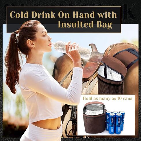 حقائب السرج المعزولة من بلوموك، حقائب قرن الحصان للسروج الغربية والإنجليزية مع خياطة معززة وجيب شبكي خارجي، مناسبة لركوب الخيل، حامل العتاد (بني) in Kuwait