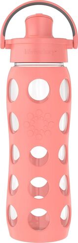 Lifefactory 12-Ounce Glass Water Bottle with Active Flip Cap and Protective Silicone Sleeve, Cantaloupe, 12oz in Saudi Arabia