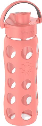Lifefactory 12-Ounce Glass Water Bottle with Active Flip Cap and Protective Silicone Sleeve, Cantaloupe, 12oz in Saudi Arabia