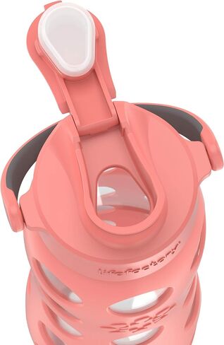 Lifefactory 12-Ounce Glass Water Bottle with Active Flip Cap and Protective Silicone Sleeve, Cantaloupe, 12oz in Saudi Arabia