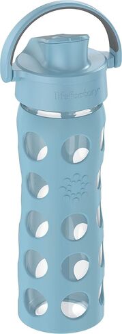 Lifefactory 12-Ounce Glass Water Bottle with Active Flip Cap and Protective Silicone Sleeve, Cantaloupe, 12oz in Saudi Arabia