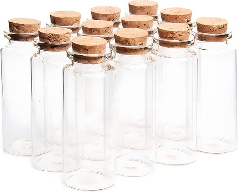 NVAAV 12 Pack 40ml Mini Bottles, Small Glass Bottles Jars with Cork Caps, Wish Bottles, Message Bottles for Wedding Favors and Art Crafts DIY Decoration(1.35 Oz, 1.18" x 3.14") in Saudi Arabia