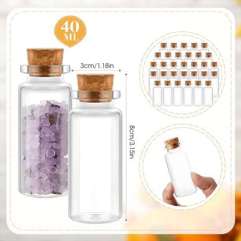 NVAAV 12 Pack 40ml Mini Bottles, Small Glass Bottles Jars with Cork Caps, Wish Bottles, Message Bottles for Wedding Favors and Art Crafts DIY Decoration(1.35 Oz, 1.18" x 3.14") in Saudi Arabia