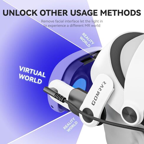 GOMRVR Comfort Battery Head Strap 5000mAh Compatible with Meta Quest 3 Accessories, for Enhanced Comfort and Immersion in VR Gaming (5000x2 mAh Battery Head Strap) in Saudi Arabia
