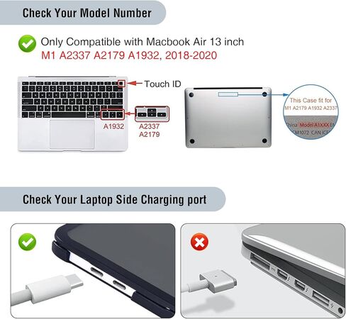 BlueSwan Case Compatible with MacBook Air 13 inch Case 2018-2021 Model M1 A2337 A2179 A1932, Anti-Cracking and Anti-Fingerprint Hard Shell Case, TPU+PC in Kuwait