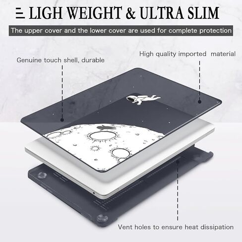 حافظة CISSOOK متوافقة مع جهاز MacBook Air 15 بوصة 2024 2023، موديل A3114 M3 A2941 M2، هيكل صلب أسود شفاف مع غطاء لوحة مفاتيح من النوع C إلى محول USB لجهاز MacBook Air 15 2023-2024، رائد فضاء in Saudi Arabia