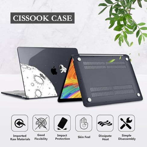 حافظة CISSOOK متوافقة مع جهاز MacBook Air 15 بوصة 2024 2023، موديل A3114 M3 A2941 M2، هيكل صلب أسود شفاف مع غطاء لوحة مفاتيح من النوع C إلى محول USB لجهاز MacBook Air 15 2023-2024، رائد فضاء in Saudi Arabia
