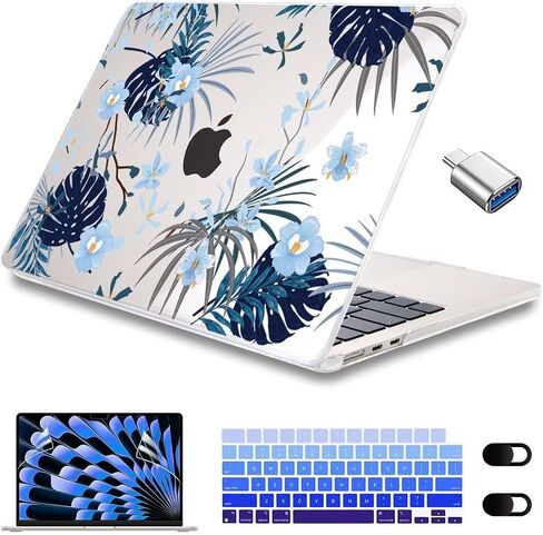 حافظة CISSOOK متوافقة مع جهاز MacBook Air 15 بوصة 2024 2023، موديل A3114 M3 A2941 M2، هيكل صلب أسود شفاف مع غطاء لوحة مفاتيح من النوع C إلى محول USB لجهاز MacBook Air 15 2023-2024، رائد فضاء in Saudi Arabia