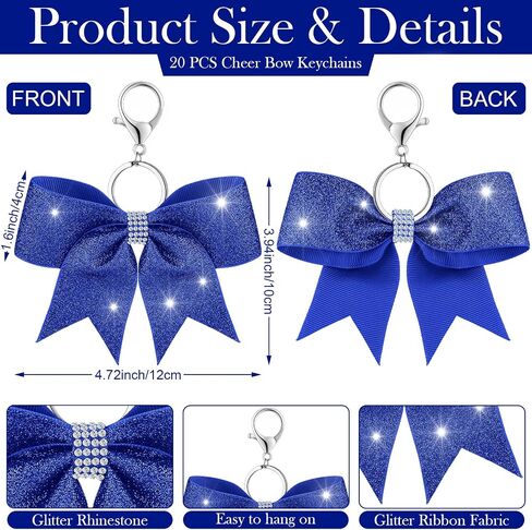 Misdary 40 Pcs Cheer Bow Keychain Adjustable Cheer Bracelet Cheerleader Gift Set for Teen Girl Cheerleading Sports Accessory in Saudi Arabia