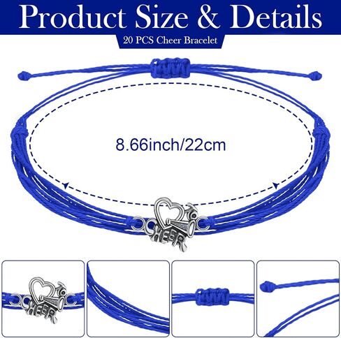 Misdary 40 Pcs Cheer Bow Keychain Adjustable Cheer Bracelet Cheerleader Gift Set for Teen Girl Cheerleading Sports Accessory in Saudi Arabia