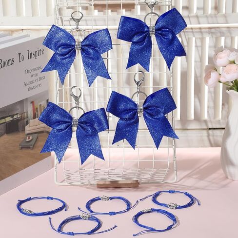 Misdary 40 Pcs Cheer Bow Keychain Adjustable Cheer Bracelet Cheerleader Gift Set for Teen Girl Cheerleading Sports Accessory in Saudi Arabia