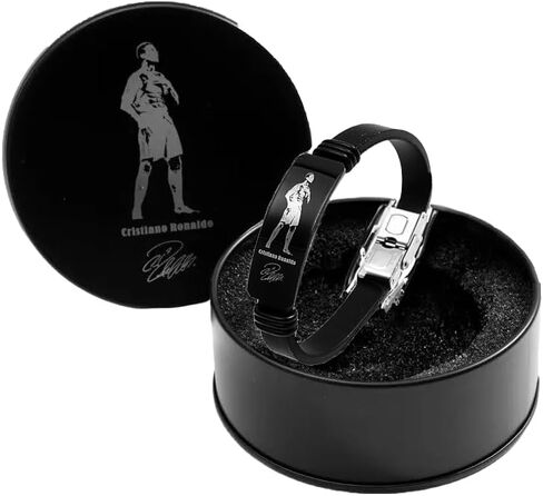 Ronaldo Bracelet, Black Stainless Steel Soccer Waistband, Soccer Football Gift For Kids/Men… in Kuwait