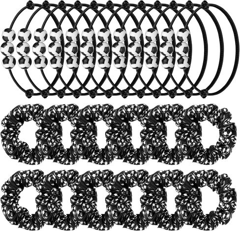 24 Pcs Sport Bracelet Sport Hair Scrunchies, Adjustable Basketball Bracelet Basketball Charm Bracelet Sport Beads Ball Bracelet Elastic Basketball Scrunchies Basketball Hair Ties for Player Teen Girl in Saudi Arabia