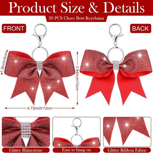 Misdary 40 Pcs Cheer Bow Keychain Adjustable Cheer Bracelet Cheerleader Gift Set for Teen Girl Cheerleading Sports Accessory in Saudi Arabia