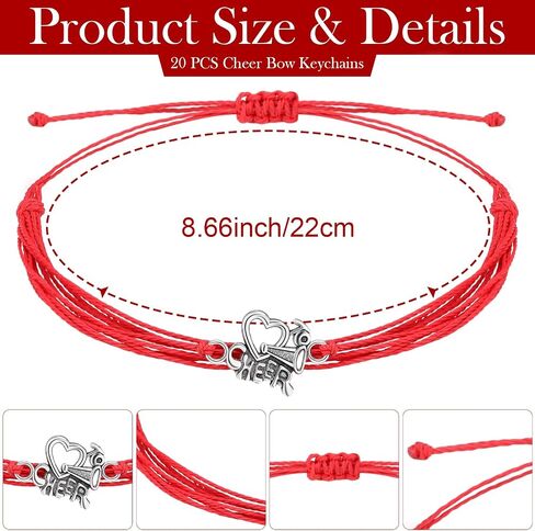 Misdary 40 Pcs Cheer Bow Keychain Adjustable Cheer Bracelet Cheerleader Gift Set for Teen Girl Cheerleading Sports Accessory in Saudi Arabia