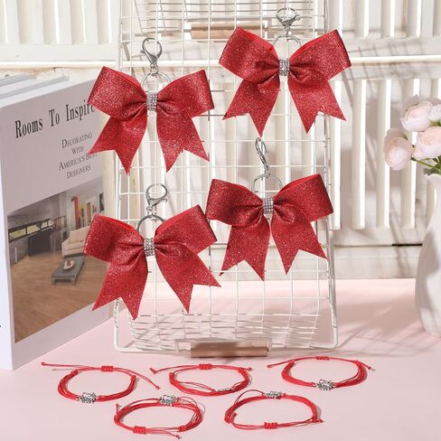 Misdary 40 Pcs Cheer Bow Keychain Adjustable Cheer Bracelet Cheerleader Gift Set for Teen Girl Cheerleading Sports Accessory in Saudi Arabia