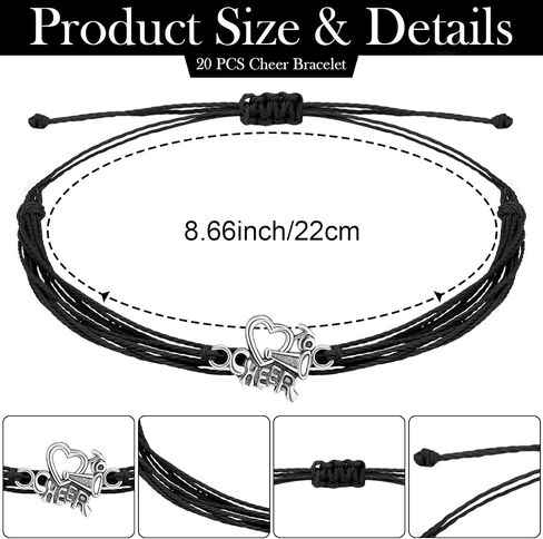 Misdary 40 Pcs Cheer Bow Keychain Adjustable Cheer Bracelet Cheerleader Gift Set for Teen Girl Cheerleading Sports Accessory in Saudi Arabia