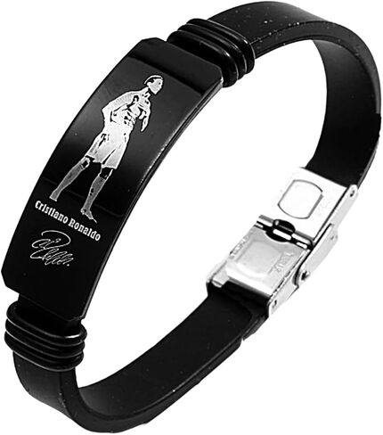 Ronaldo Bracelet, Black Stainless Steel Soccer Waistband, Soccer Football Gift For Kids/Men… in Saudi Arabia