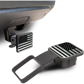 Trailer Hitch Cover, 2 Inch Trailer Hook Dust-Proof Plug, Square Mouth Protection Cover with American Flag, Tow Hitch Covers Plug Insert Receiver Tube Cover Cap (Black Red Line)
