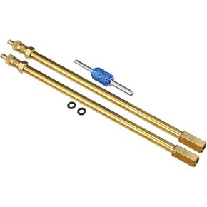 X AUTOHAUX 1 Set 7.09" Dually Valve Stem Extenders Straight Dual Tire Valve Extension for Car Truck RV Pickup Motorcycle Gold Tone