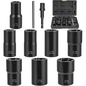 Lug Nut Remover,10 PCS Wheel Lock Removal Kit,1/2 Inch Drive Lug Nut Extractor Kits for Removing Stripped, Damaged, Frozen,Rusted,Rounded-Off Bolts,Nuts,Screws