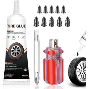 Tire Repair Glue Tire Adhesive Kit 2.1 Oz Black Glue for Rubber Super Tire Repair Sealant Kit Tire Glue for Car, Motorcycle, Truck, Tractor Tire Puncture Repair Quick Fix Kit 60 ml
