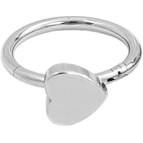 Minimalist Love Heart Clicker Septum Hinged Hoop Lip Ring for Women Girls Men 316L Surgical Stainless Steel Nose Conch Daith Rings Cartilage Tragus Sleeper Earrings Body Piercing 8mm-12mm Jewelry 16G
