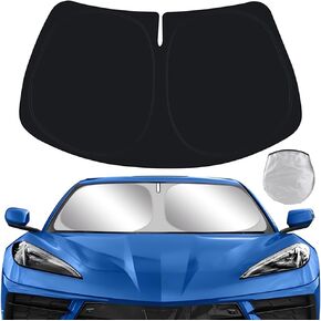Car Sun Shade for Chevrolet Chevy Corvette 2020 2021 2022 2023 2024 Auto Interior Accessories Foldable Sunshade Windshield Visor Cooler Protector Front Windows Cover Shield