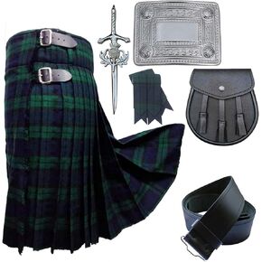 مجموعة ملابس TNYC للرجال من Scottish Highland Kilts مكونة من 6 قطع