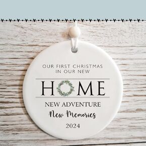 Our First Christmas in Our New Home Year 2024 1st Xmas in My New House Apartment Wedding Ornaments Couples Gift House Warming Gift Idea for Owner Realtor Gifts for Clients at Closing