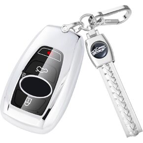 for Subaru Key Fob Cover with Leather Keychain, Soft TPU Key Fob Case Compatible with Subaru Outback Forester XV CrossTrek Ascent Legacy Impreza STI WRX BRZ Smart Remote Key
