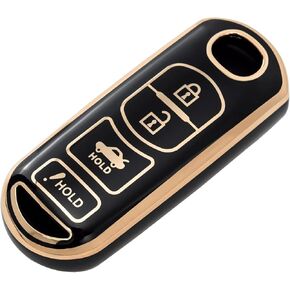 OFFCURVE Key Fob Cover for Mazda, Car Key Fob Case Soft TPU Full Protector Mazda 2 3 5 6 8 CX3 CX4 CX5 CX7 CX9 Atenza Axela MX5 Speed3 Miata Car Accessories Smart Keyless Car Key Holder, Purple