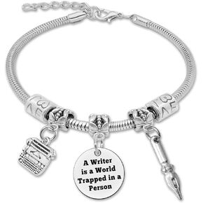 DlaeKua Writer Gift for Women Writer Bracelet Gifts for Writers Writing Gifts for Women Journalist Gifts Writing Jewelry Writing Lover Gifts for New Authors Gifts Literature Gifts for Women