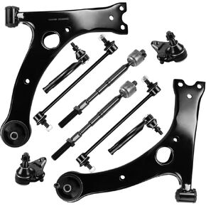 LCWRGS Front Lower Control Arm w/Ball Joints Compatible with Toyota Corolla 2003 2004 2005 2006 2007 2008, Suspension Kit Sway Bars Inner Outer Tie Rod Ends -10pcs