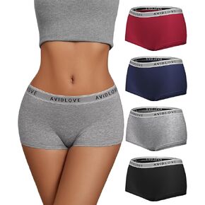 Avidlove Women's Underwear Cotton Boyshort Panties Full Coverage Boxer Shorts Briefs Cheeky Panty Pack of 4
