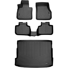 SMARTLINER Custom Floor Mats 2 Rows and Cargo Liner Behind 2nd Row Set Black Compatible with 2018-2022 BMW X2 Cargo Fits Without Spare Tire