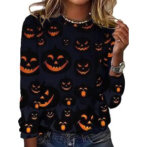 IWOLLENCE Women's Casual Vintage Western Printed Long Sleeve Crewneck Tops Floral Graphic Tee Shirt