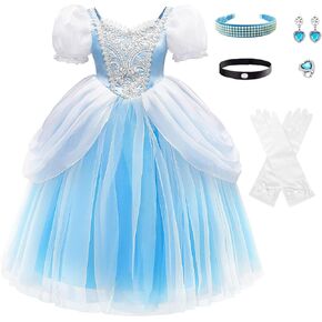 Cinderella Dress for Girls Princess Toddler Costume Blue Fairy Fancy Dress Halloween Birthday Party Outfits Clothes