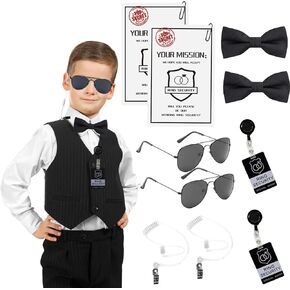 Wedding Ring Bearer Security Set Wedding Gifts Outfit Include Ring Bearer Mission Card Sunglasses Bow Tie Earpiece Flower Girl Groomsmen Ring Bearer Proposal Gifts for Boys(12pcs)