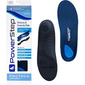 PowerStep ProTech Low Arch Orthotic Inserts - Overpronation & Plantar Fasciitis Inserts for Rigid Arch Support - Medial Grade Orthotics for Low Arches + Flat Feet (M 8-8.5 W 10-10.5)