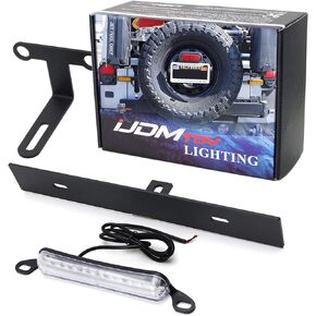 iJDMTOY Rear Spare Tire Mount License Plate Relocator Bracket w/ 12-SMD LED License Plate Light Compatible With Jeep 2007-2017 Wrangler JK