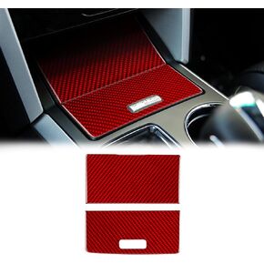 SUNJIKA Compatible with 2PCS Carbon Fiber Center Console Storage Box Panel Sticker Trim Cover Interior Decoration Accessories for Ford Explorer 2011 2012 2013 2014 2015 2016 2017 2018 2019 (Black)